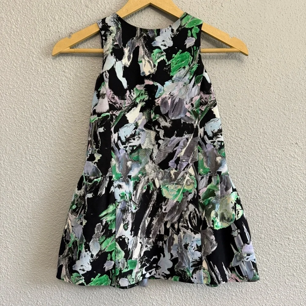 Milly Minis‎ Painted Floral Party Dress Pleated Size 6 EUC Bow